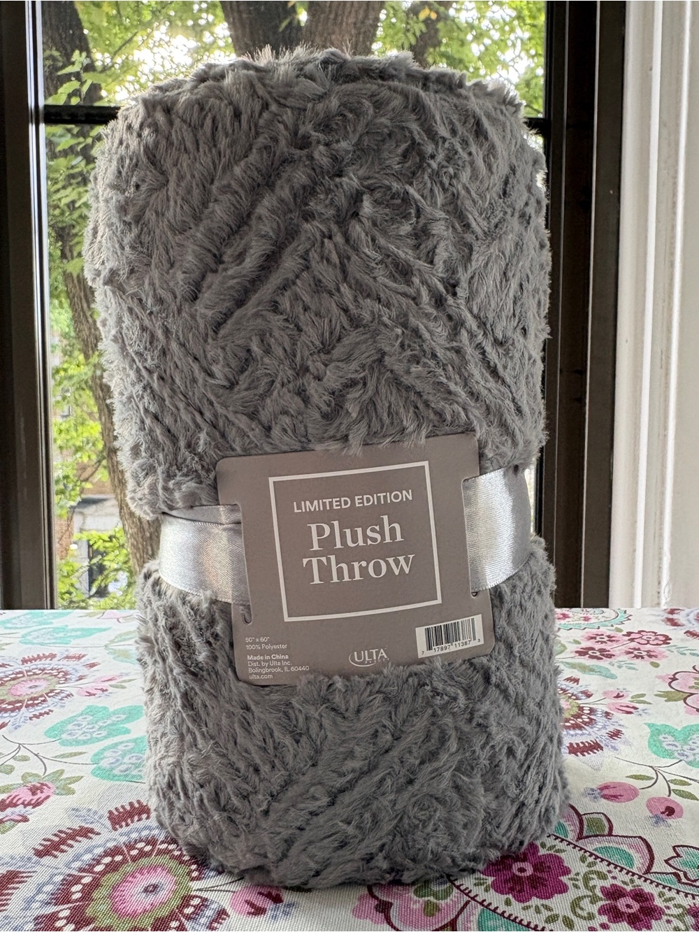 Ulta Beauty Soft and Fluffy Gray Plush Throw Blanket